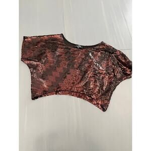 Bebe Addiction Brown Sequin Crop Top Womens size Small